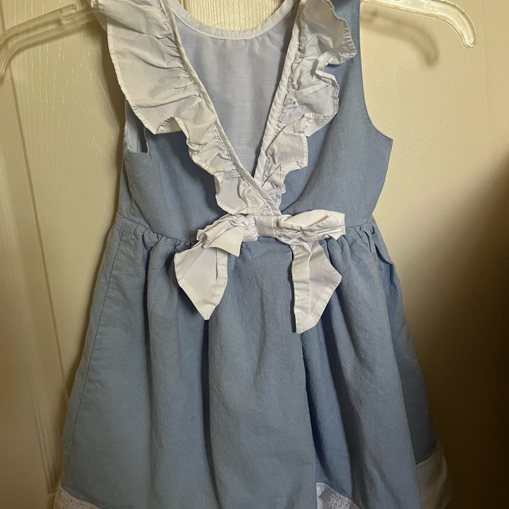 Blue and White Ruffled Kids Dress